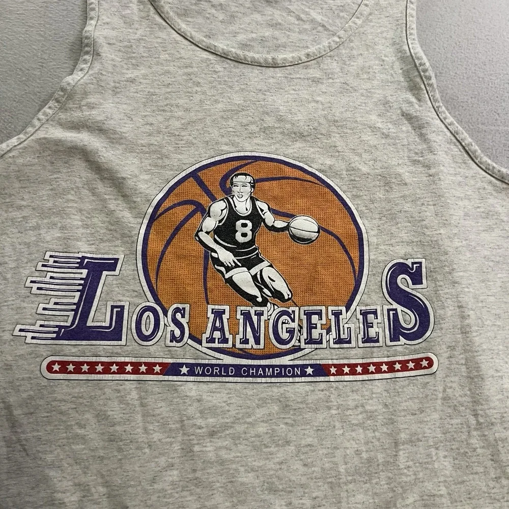 Vintage 90s Los Angeles Lakers Tank Top Shirt Men's XL Bootleg #8 Basketball